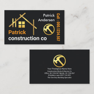 Gold A-Frame Roof Building Business Card