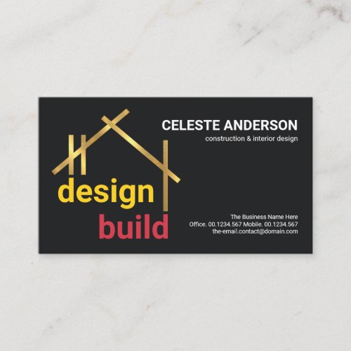 Gold A_Frame Roof Building Structure Contractor Business Card