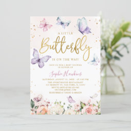 Gold A Little Butterfly Is On Her Way Baby Shower Invitation | Zazzle