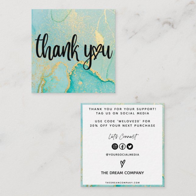 Gold Abstract Blue Watercolor Media Insert (Front/Back)