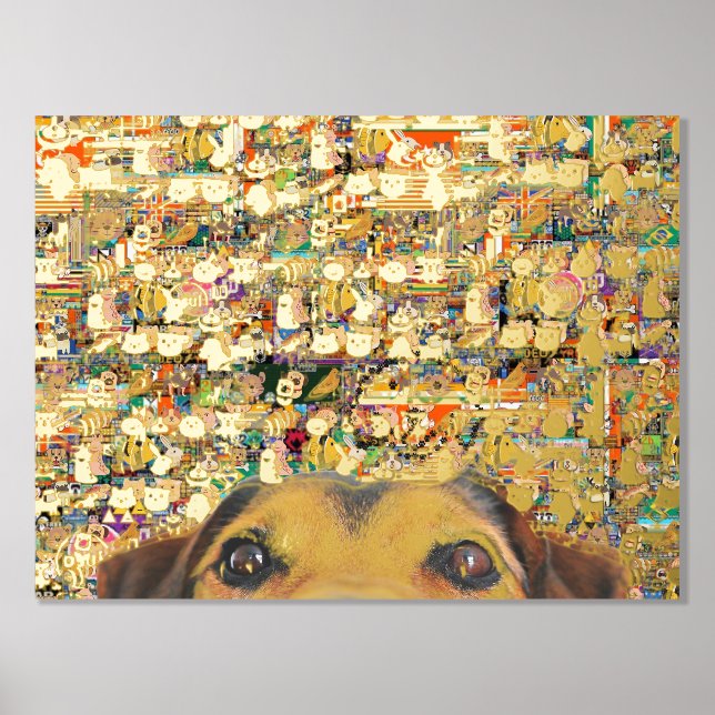 gold abstract blurred pixel art and dog foil prints (Front)