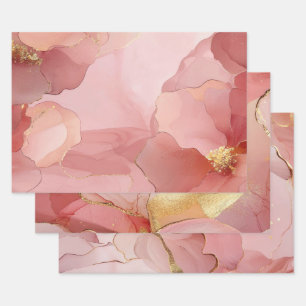 Gold Abstract Blush Pink  Bridal Shower Wrapping Paper Sheets