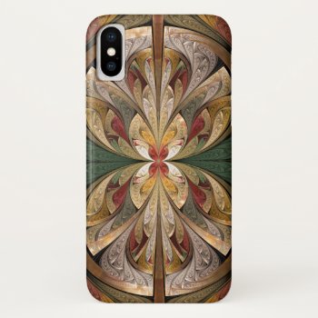 Gold Abstract Butterfly Stained Glass Pattern Iphone X Case by skellorg at Zazzle