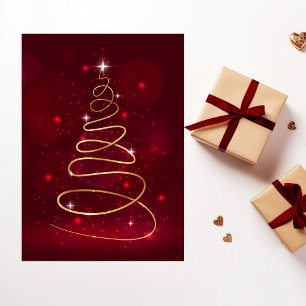 Gold Abstract Christmas Tree Card