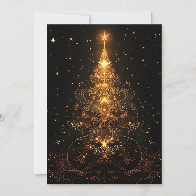Gold Abstract Christmas Tree cards (Front)