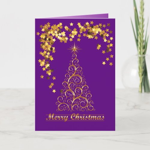 Gold Abstract Christmas Tree Holiday Card