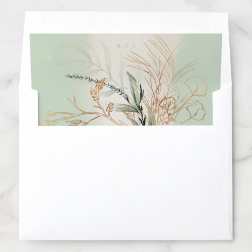 Gold Abstract Eucalyptus Modern Greenery Moss Envelope Liner