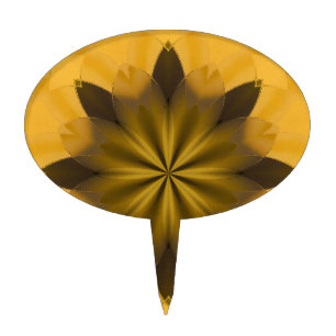 Gold Abstract Flower for Christmas Cake Topper
