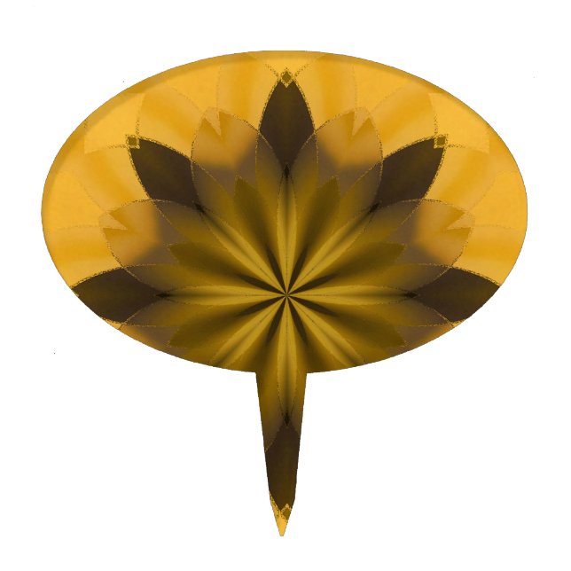 Gold Abstract Flower for Christmas Cake Topper (Front)
