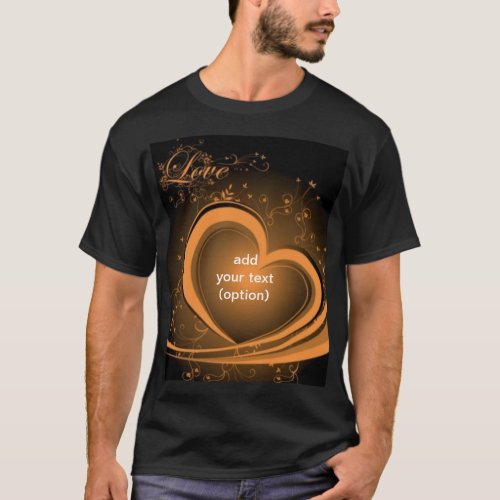 Gold Abstract Heart Basic Dark T Shirt