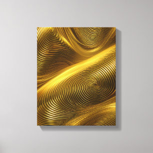 Gold Abstract Metallic Swirl Art Canvas Print