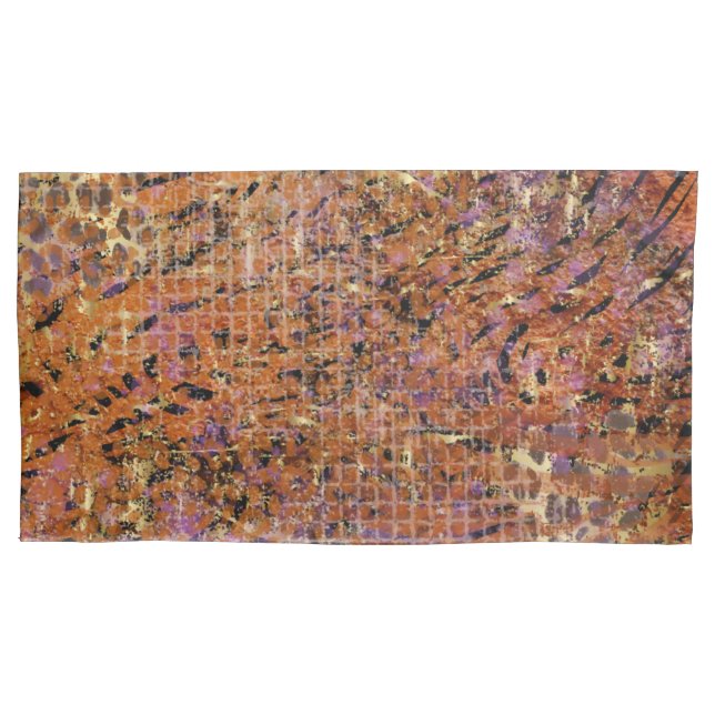 Gold Abstract Mixed Animal And Leopard Skin Pillow Case (Front)