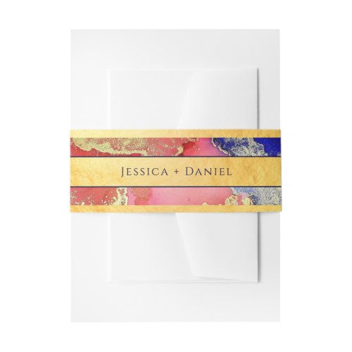 Gold Abstract Named Wedding Invitation Belly Band