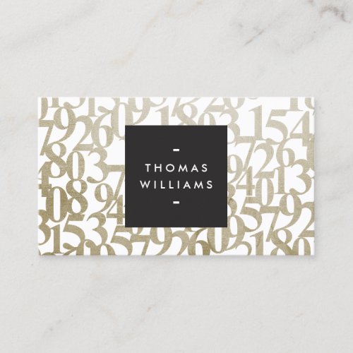 Gold Abstract Numbers for Accountants, Accounting Business Cards