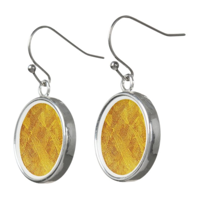 Gold Abstract Pattern Drop Earrings (Angled)