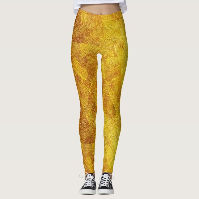 Gold Abstract Pattern Leggings (Front)