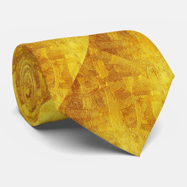 Gold Abstract Pattern Necktie (Rolled)