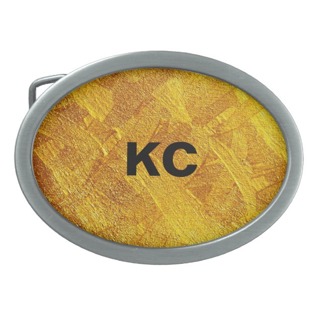 Gold Abstract Pattern Oval Belt Buckle (Front)