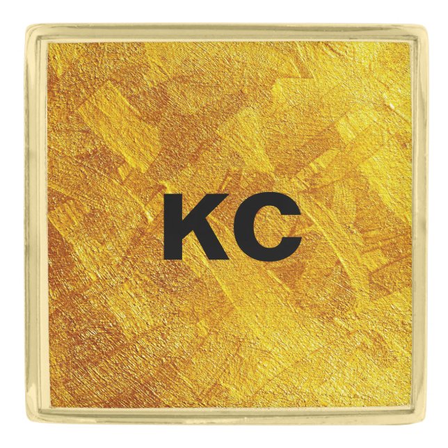 Gold Abstract Pattern Square Gold Plated Lapel Pin (Front)