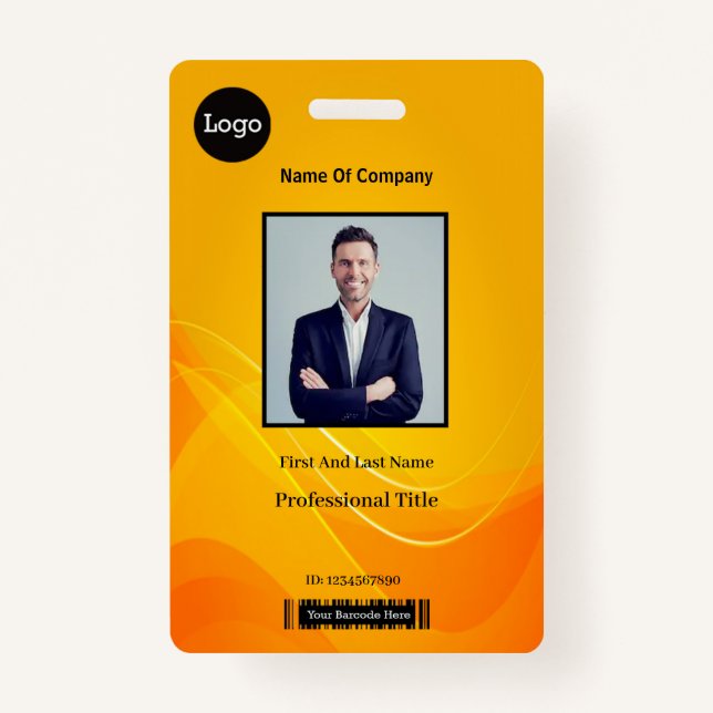 Gold Abstract  Photo Identification ID Badge (Front)
