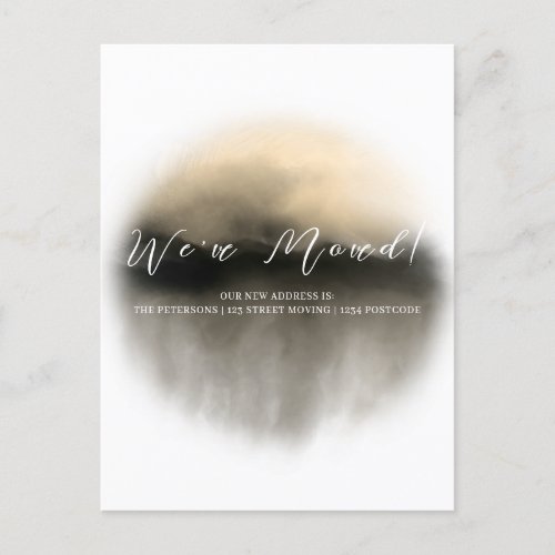Gold Abstract Script Moving Announcement Postcard