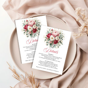 Gold Accent Floral Elegant Wedding Details Enclosure Card