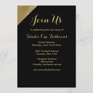 Gold Accent Grand Opening Invitations