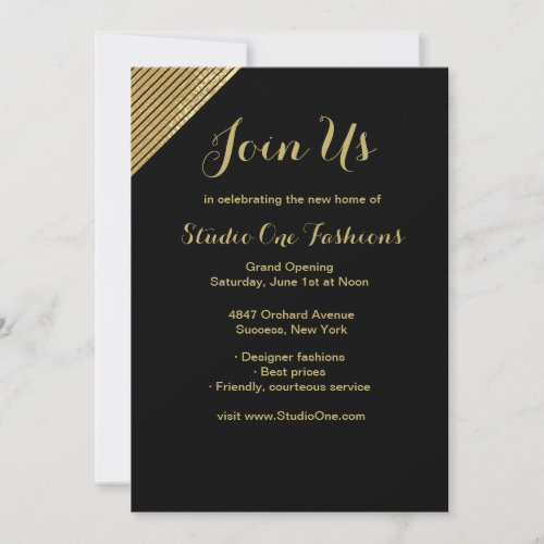 Gold Accent Grand Opening Invitations