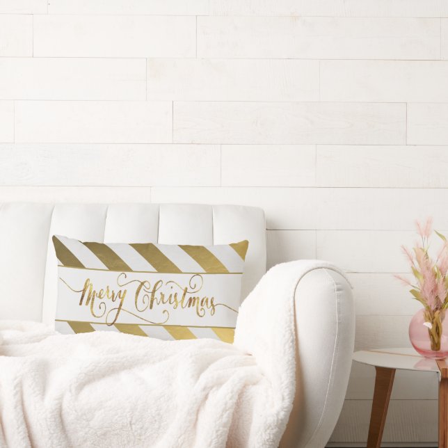 Gold Accent, Merry Christmas Lumbar Pillow (Couch)