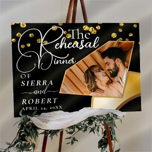 Gold Accent Minimal Rehearsal Dinner Welcome Sign