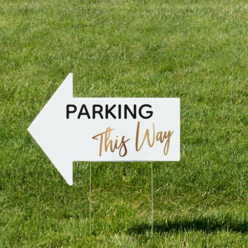 Gold Accent Parking This Way Simple Arrow Sign