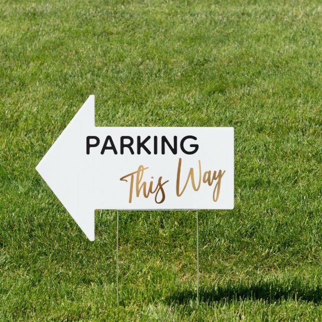 Gold Accent Parking This Way Simple Arrow Sign (Insitu)