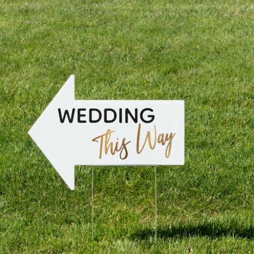 Gold Accent Wedding This Way Simple Arrow Sign