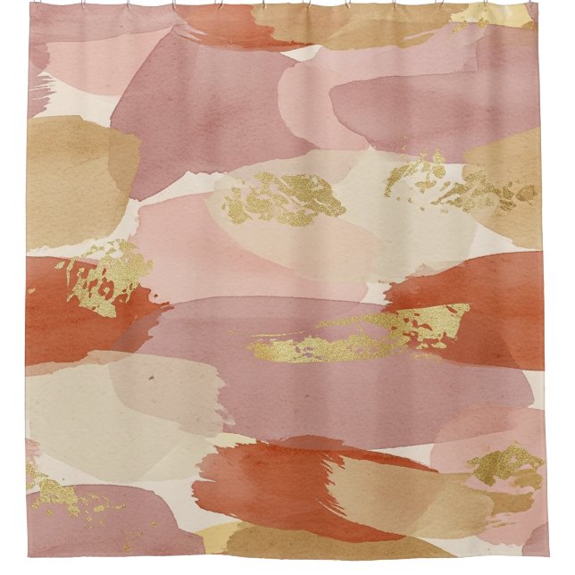 Gold Accented Fluid Art - Sienna Marble (7) Shower Curtain (Front)
