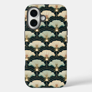 Gold Accented Japanese-inspired Fan iPhone 16 Case