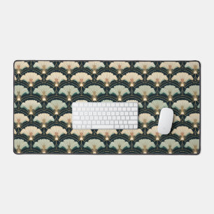 Gold Accented Japanese-inspired Fan Desk Mat
