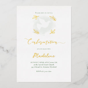 gold accents Confirmation Foil Invitation
