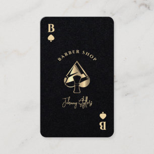 Gold ace of spades barber shop business card