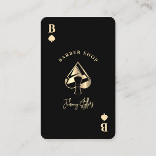 Gold ace of spades barber shop business card