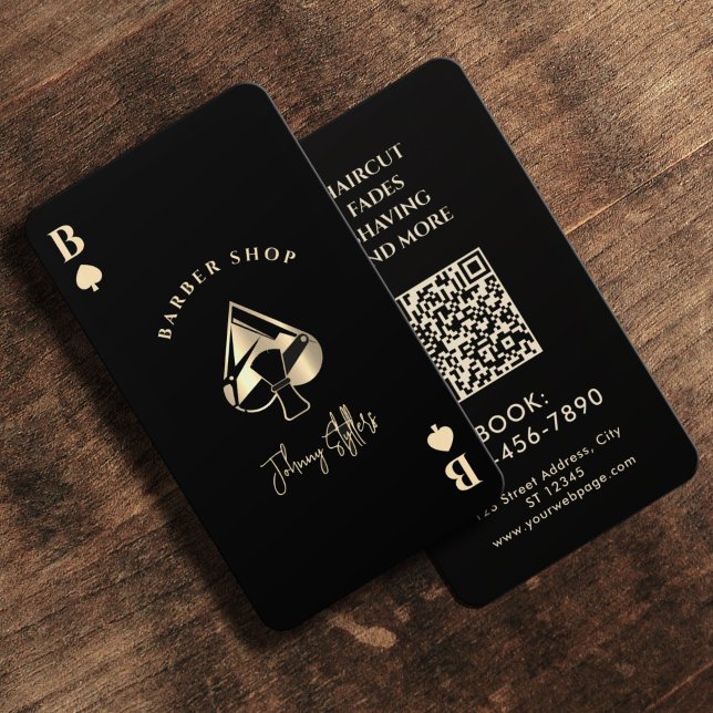Gold ace of spades barber shop business card (Creator Uploaded)