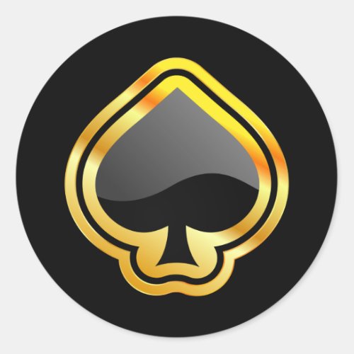 Gold Ace of Spades Classic Round Sticker
