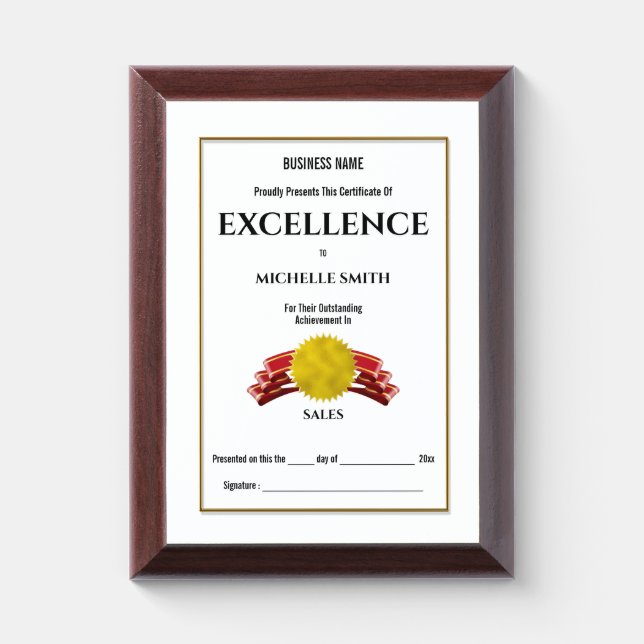 Gold achievement award red ribbon banner | CUSTOM (Vertical)
