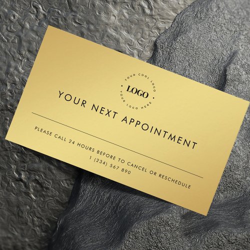 Gold Add Custom Logo Business Appointment Card