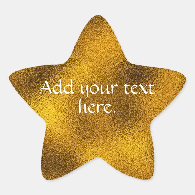 Gold Add Your Own Text  Star Sticker (Front)