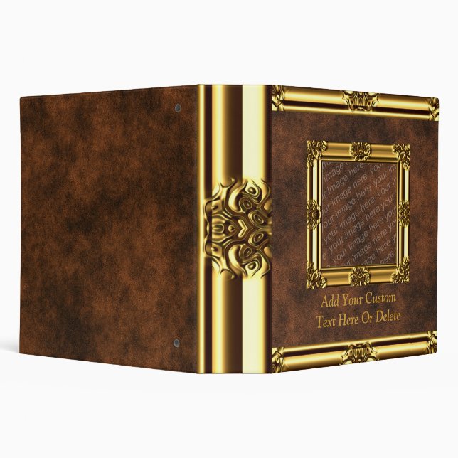 Gold Add Your Photo Leather Look Binder (Background)