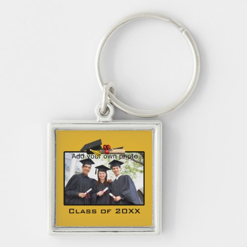 Gold Add your Photo  Year Graduation Keychain