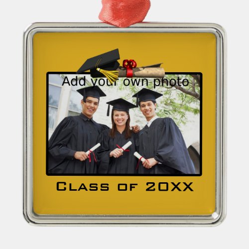 Gold Add your Photo  Year Graduation Metal Ornament