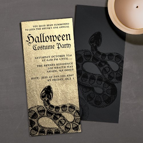 Gold Adult Halloween Party Serpent Invitation