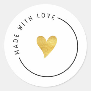 Gold Aesthetic Made With Love  Classic Round Sticker