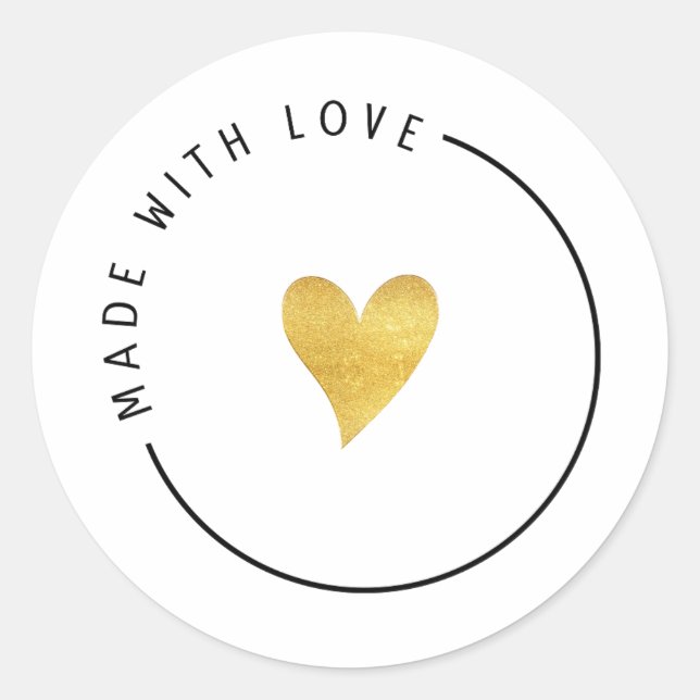 Gold Aesthetic Made With Love  Classic Round Sticker (Front)